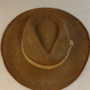 Wide-Brimmed Brown Straw Cowboy Hat